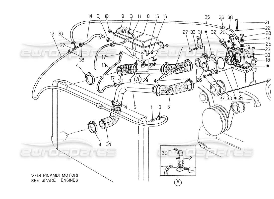 a part diagram from the maserati biturbo (1983-1995) parts catalogue