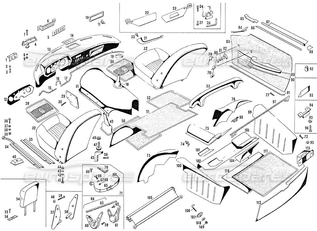 VIEW PARTS DIAGRAMS FROM THE MASERATI MISTRAL PARTS CATALOGUE a part diagram from the maserati mistral parts catalogue