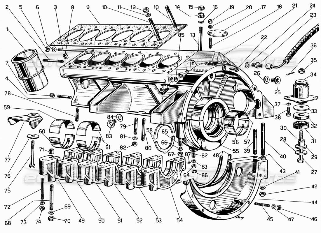 a part diagram from the ferrari 330 and 365 parts catalogue