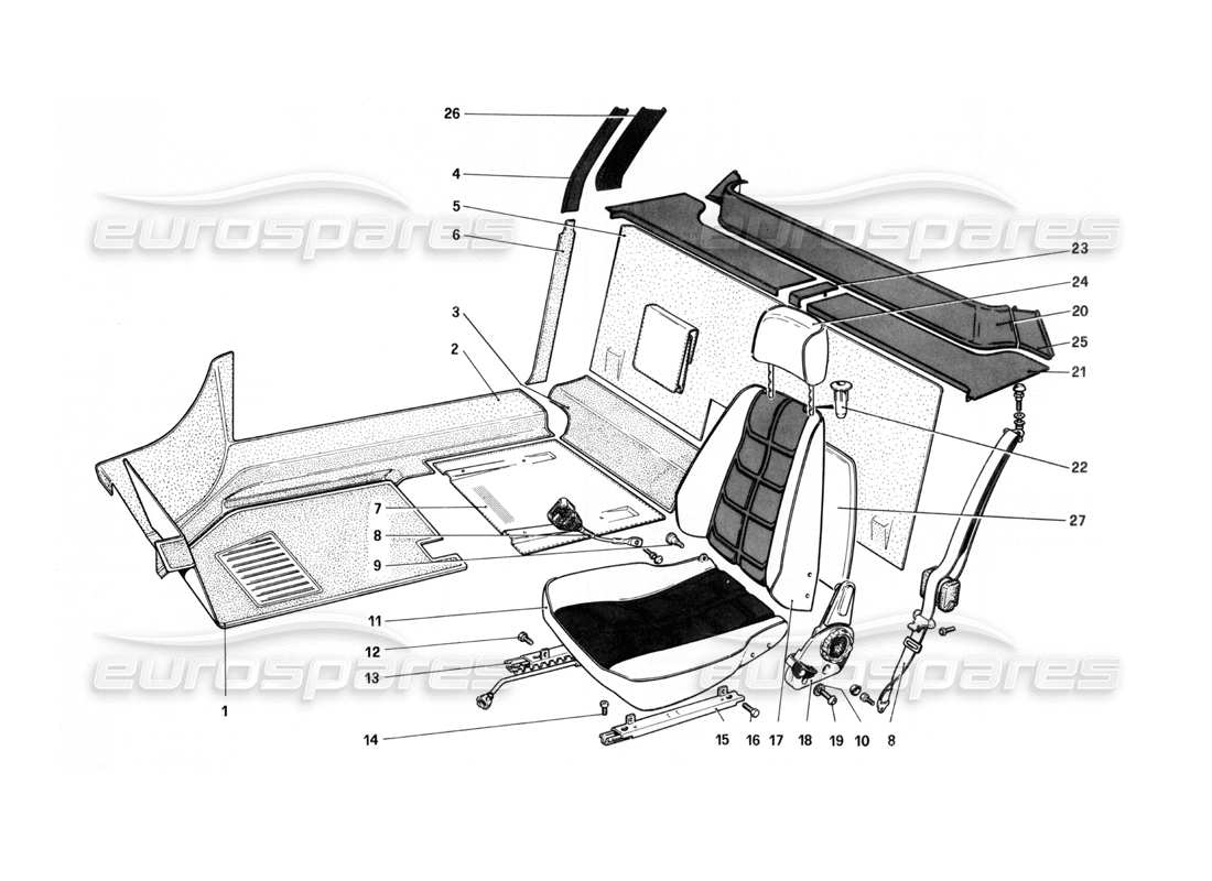 a part diagram from the ferrari 208 turbo (1982) parts catalogue