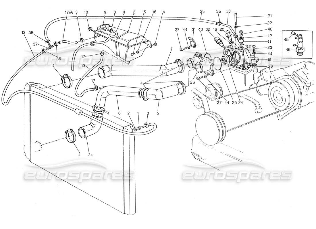 a part diagram from the maserati biturbo (1983-1995) parts catalogue