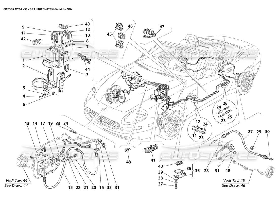 a part diagram from the Maserati 4200 Spyder (2004) parts catalogue