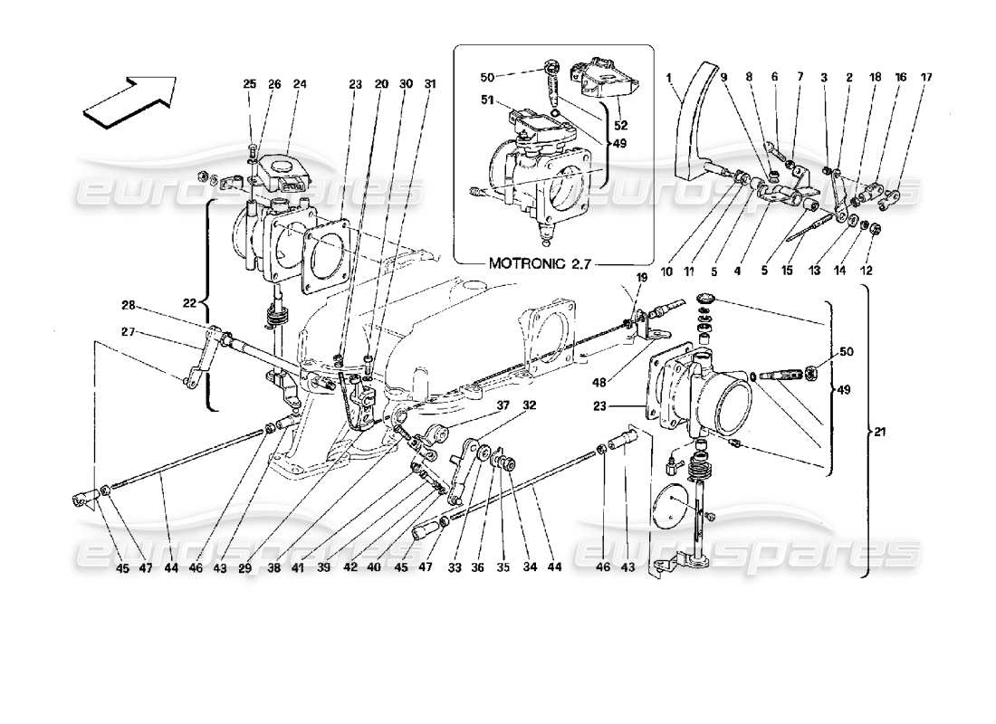 a part diagram from the Ferrari Mondial 3.4 t Coupe/Cabrio parts catalogue