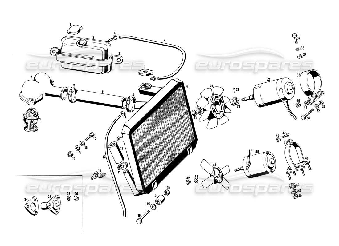 a part diagram from the maserati ghibli (1967-1973) parts catalogue