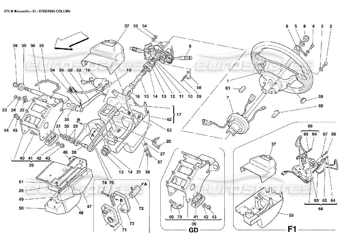 a part diagram from the ferrari 575m maranello parts catalogue