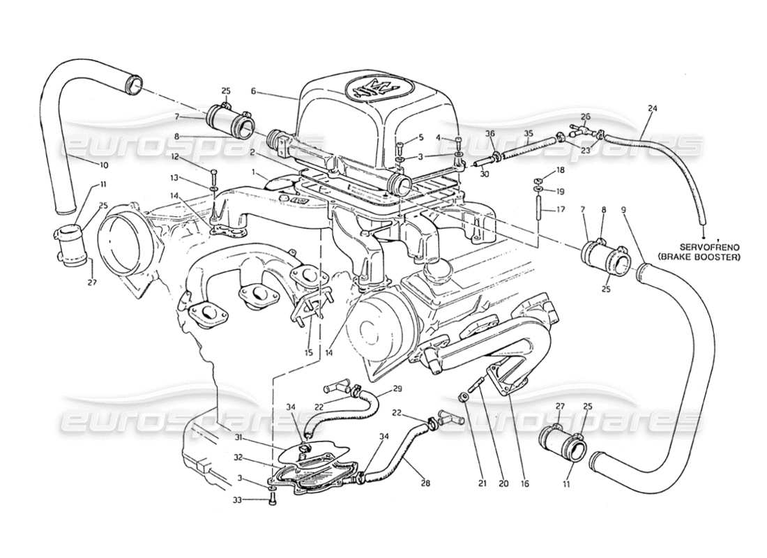 a part diagram from the maserati biturbo 2.5 (1984) parts catalogue