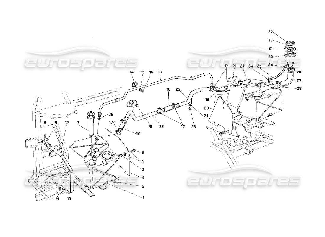 VIEW PARTS DIAGRAMS FROM THE FERRARI F40 PARTS CATALOGUE a part diagram from the ferrari f40 parts catalogue