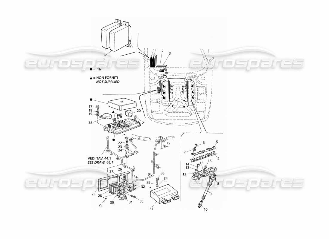 a part diagram from the Maserati QTP V6 Evoluzione parts catalogue