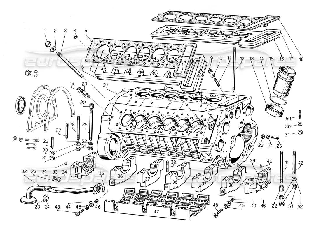 a part diagram from the lamborghini countach parts catalogue