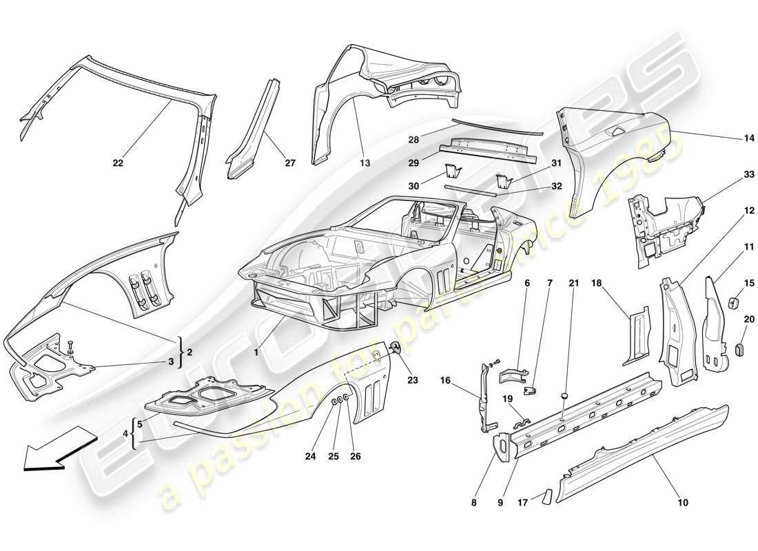 a part diagram from the ferrari 575 superamerica parts catalogue
