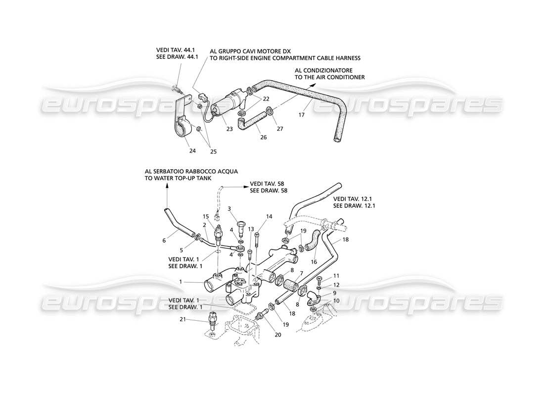 a part diagram from the maserati quattroporte (1996-2001) parts catalogue