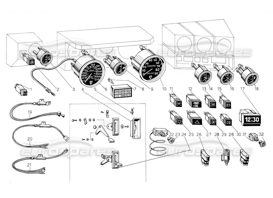 a part diagram from the lamborghini jalpa 3.5 (1984) parts catalogue