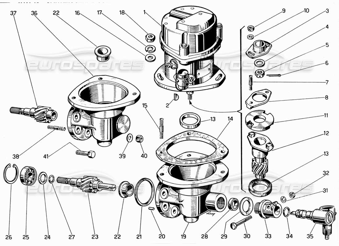 VIEW PARTS DIAGRAMS FROM THE FERRARI 330 PARTS CATALOGUE a part diagram from the ferrari 330 parts catalogue
