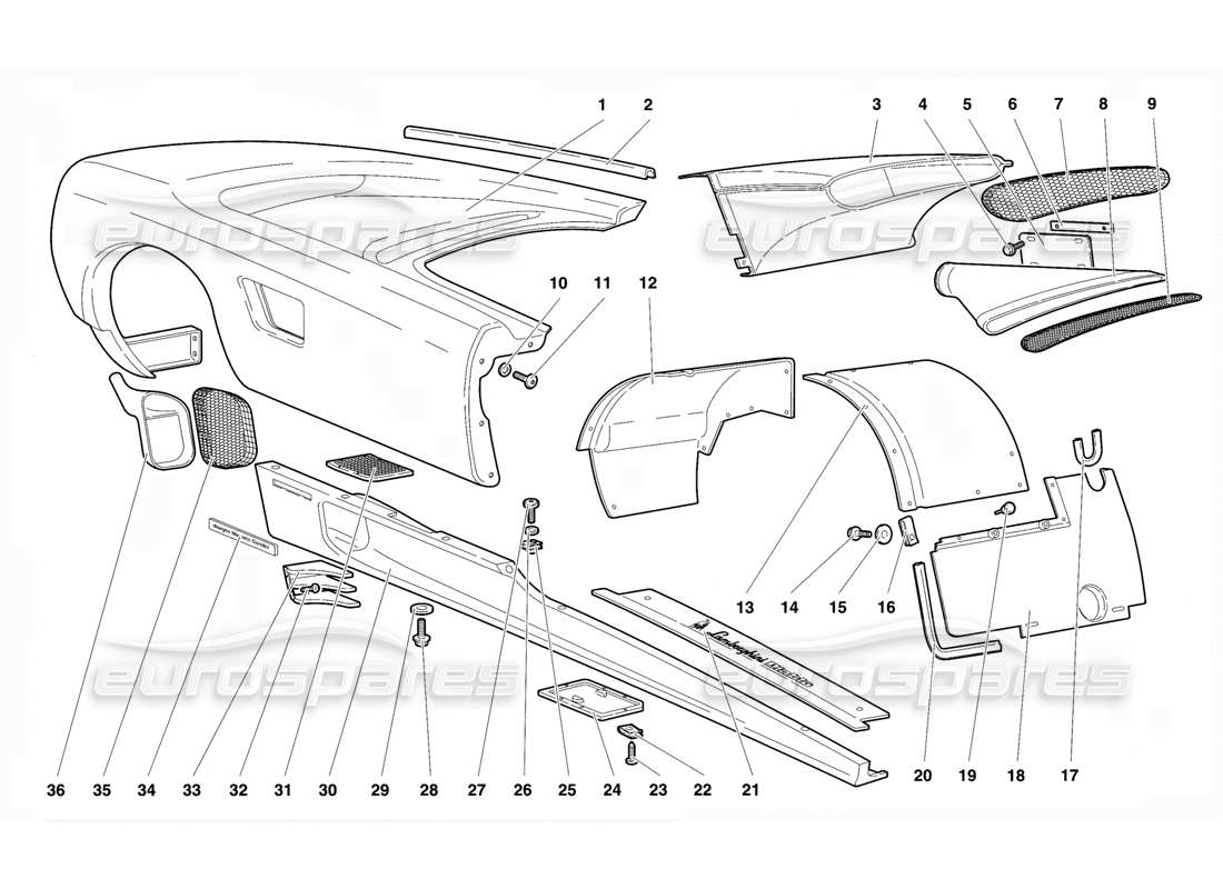 a part diagram from the lamborghini diablo parts catalogue