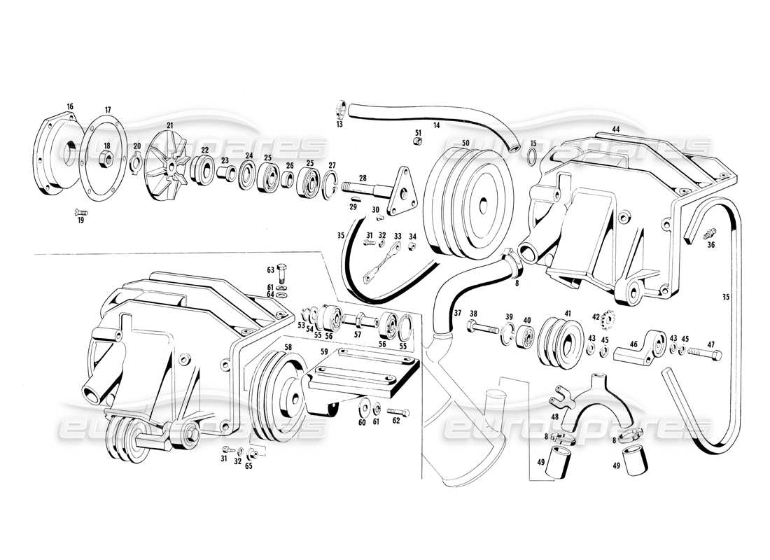 a part diagram from the maserati ghibli (1967-1973) parts catalogue