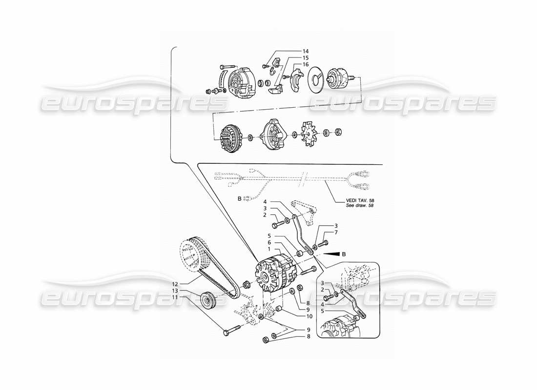 a part diagram from the maserati quattroporte (1996-2001) parts catalogue
