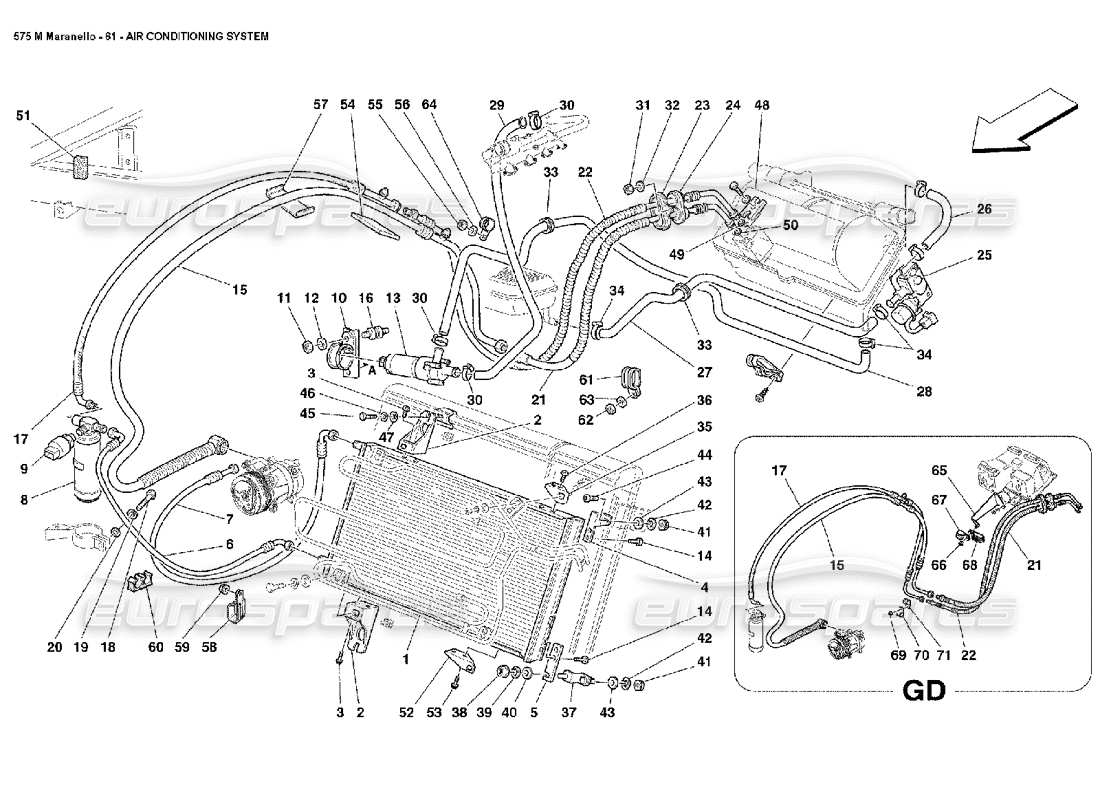 a part diagram from the Ferrari 575M Maranello parts catalogue