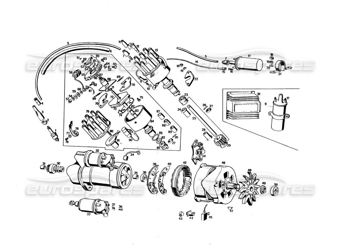 a part diagram from the maserati bora parts catalogue