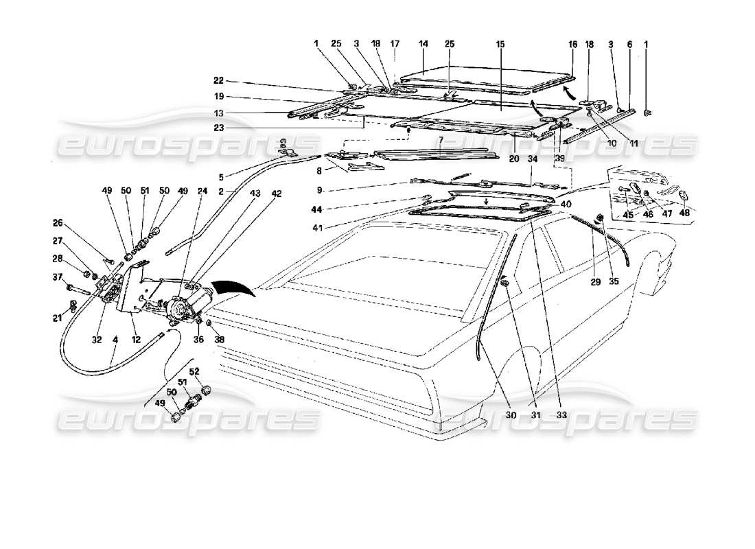 a part diagram from the Ferrari Mondial 3.4 t Coupe/Cabrio parts catalogue