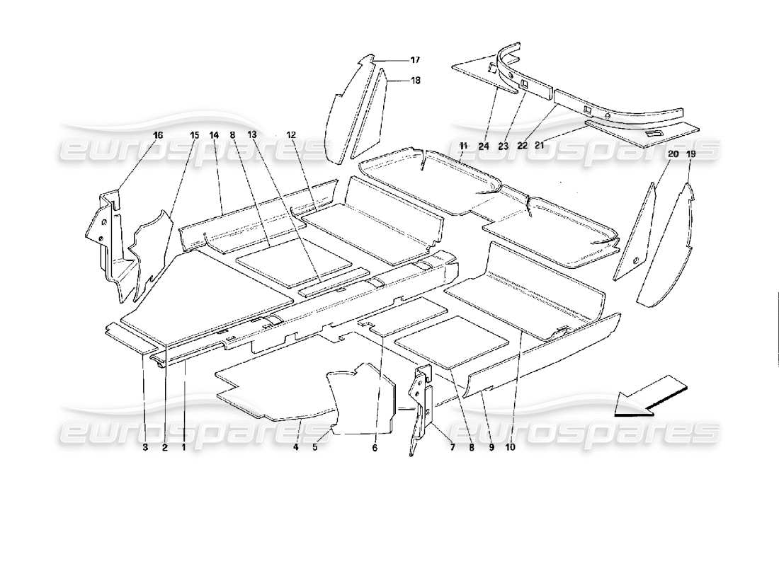 a part diagram from the Ferrari Mondial 3.4 t Coupe/Cabrio parts catalogue