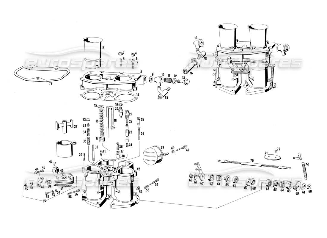 a part diagram from the maserati ghibli (1967-1973) parts catalogue