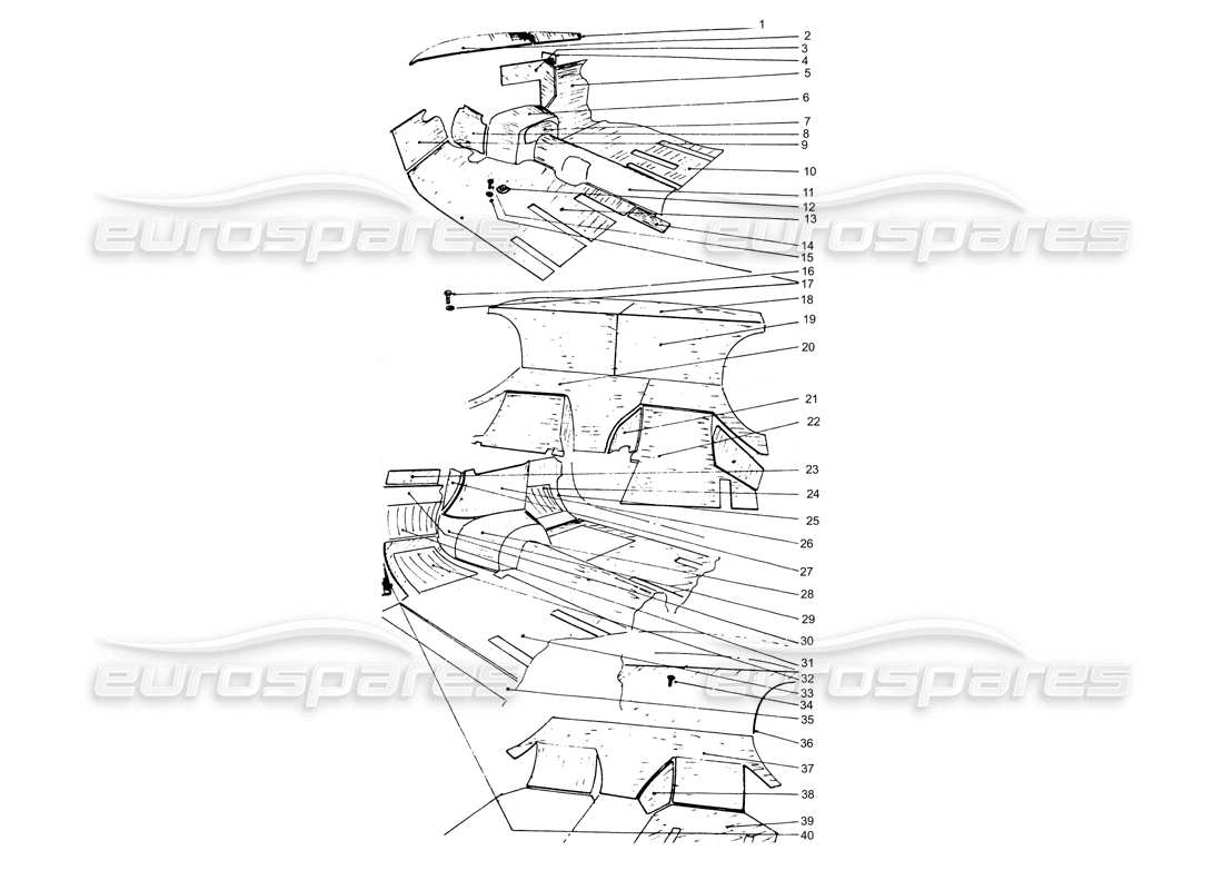 a part diagram from the ferrari 365 gtb4 daytona (coachwork) parts catalogue