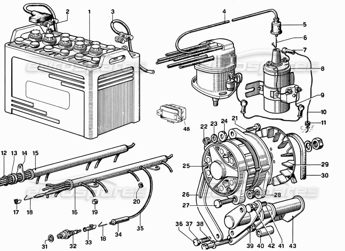 VIEW PARTS DIAGRAMS FROM THE FERRARI 330 AND 365 PARTS CATALOGUE a part diagram from the ferrari 330 and 365 parts catalogue