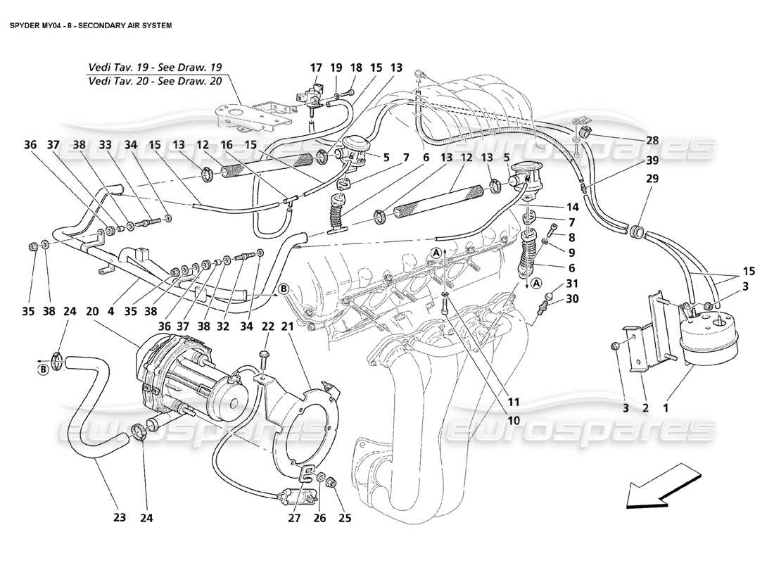 a part diagram from the maserati 4200 parts catalogue