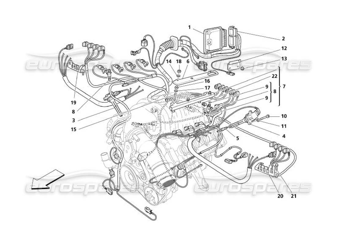 a part diagram from the maserati 4200 gransport (2005) parts catalogue