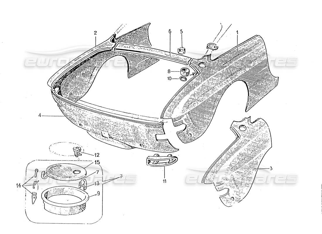 a part diagram from the Ferrari 330 GT 2+2 (Coachwork) parts catalogue