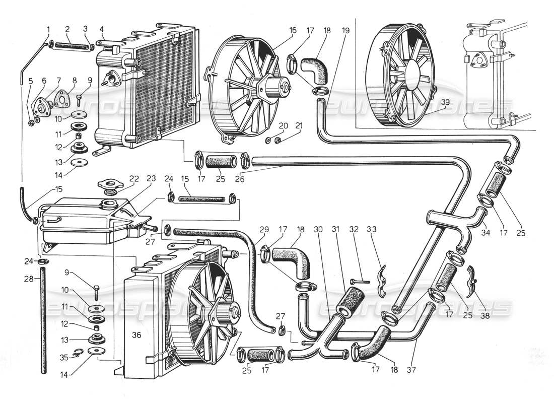 a part diagram from the lamborghini countach 5000 qv (1985) parts catalogue