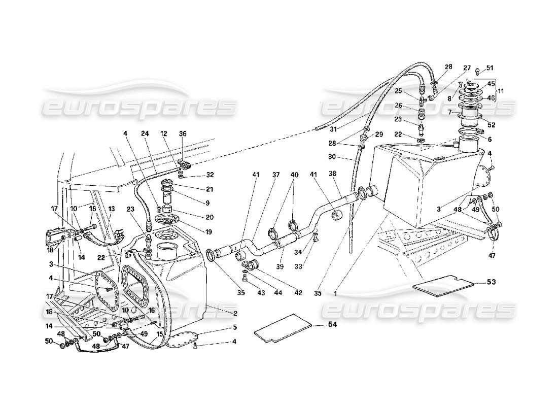 VIEW PARTS DIAGRAMS FROM THE FERRARI F40 PARTS CATALOGUE a part diagram from the ferrari f40 parts catalogue