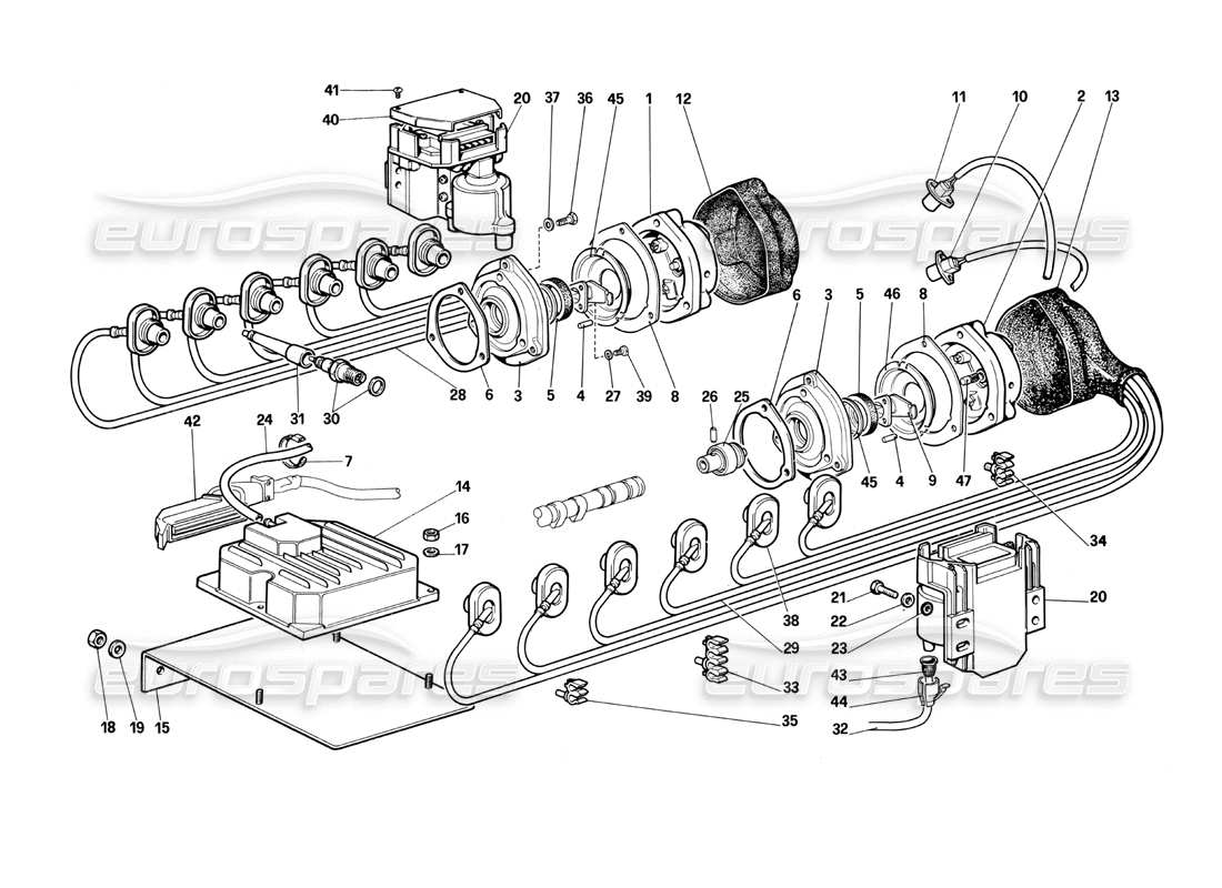 a part diagram from the ferrari testarossa (1990) parts catalogue