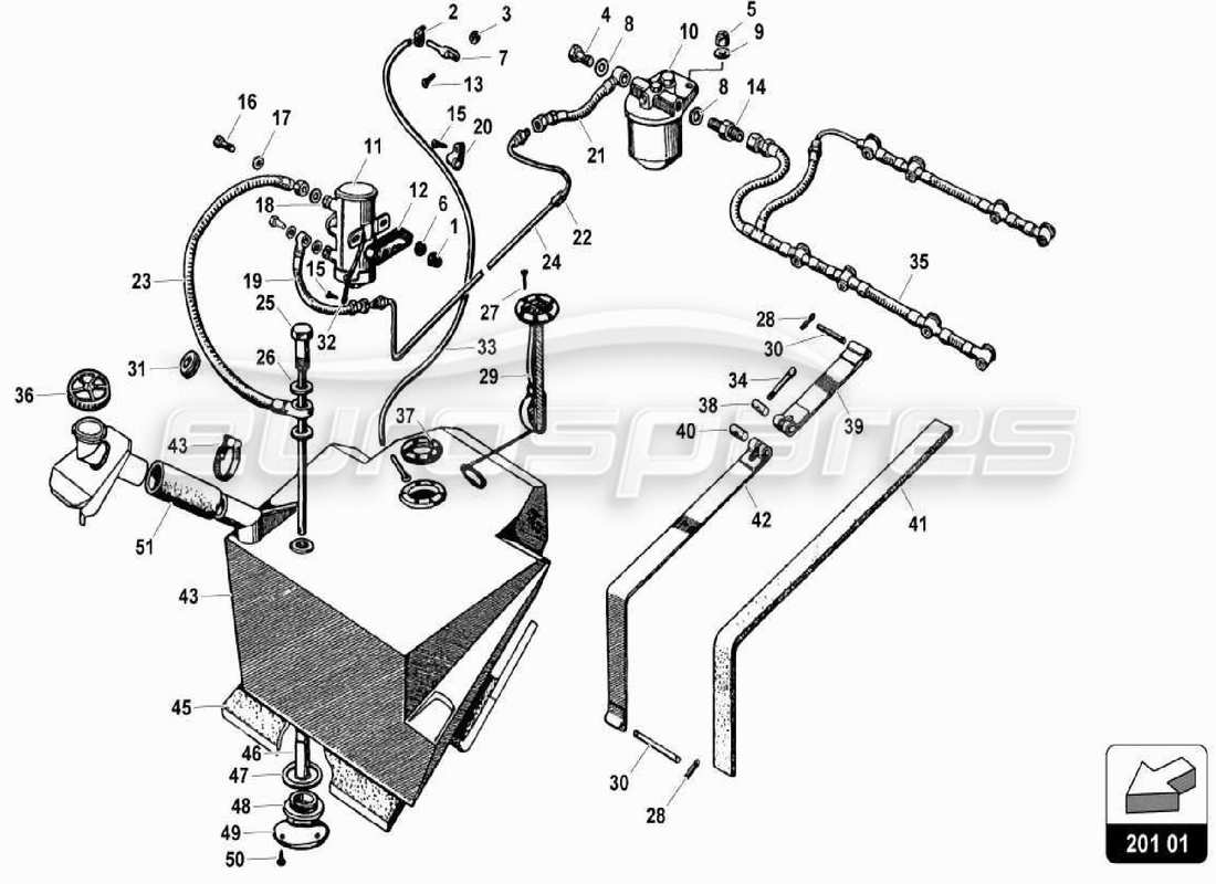 a part diagram from the lamborghini miura parts catalogue