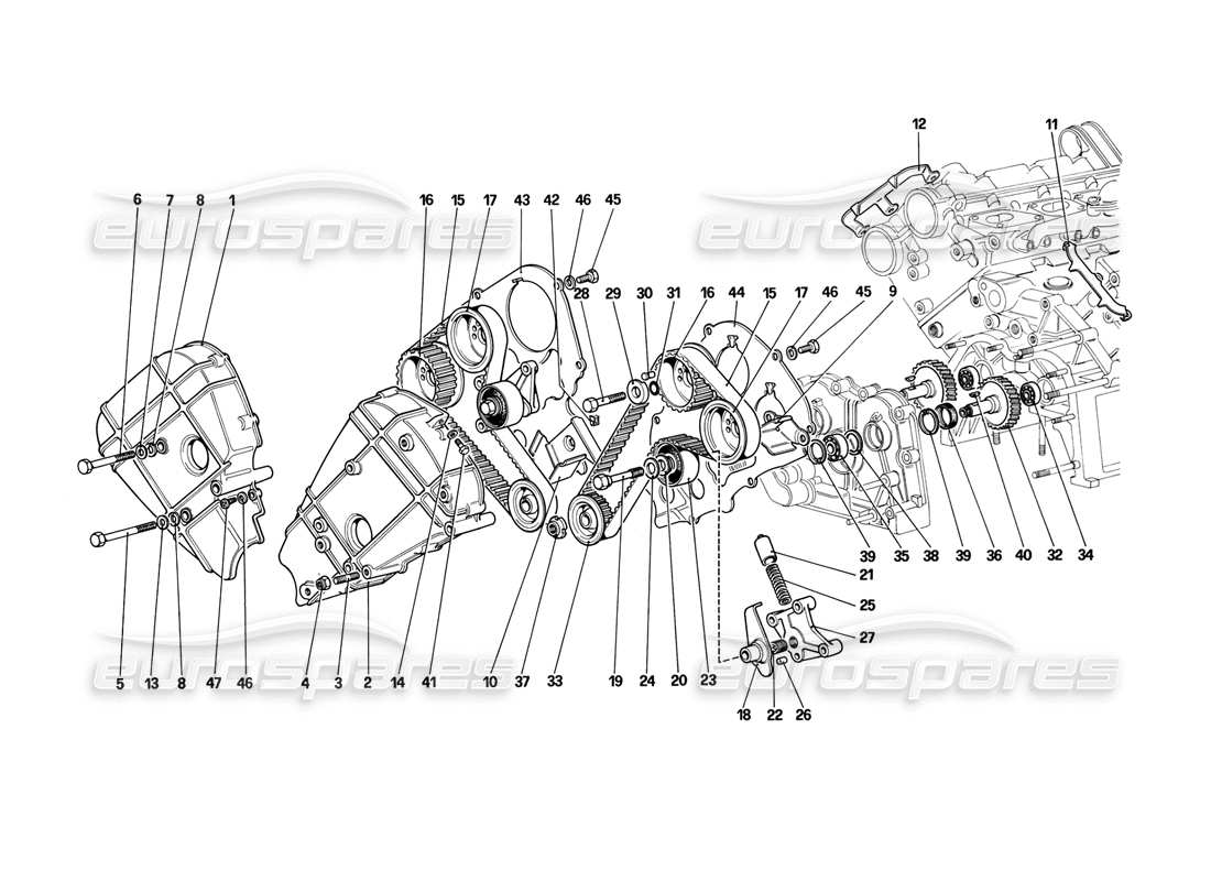 a part diagram from the ferrari mondial parts catalogue