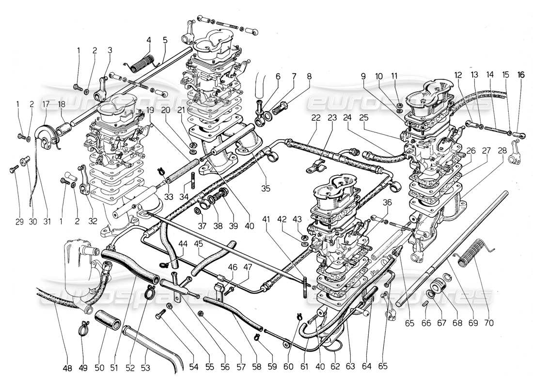 a part diagram from the lamborghini urraco p300 parts catalogue
