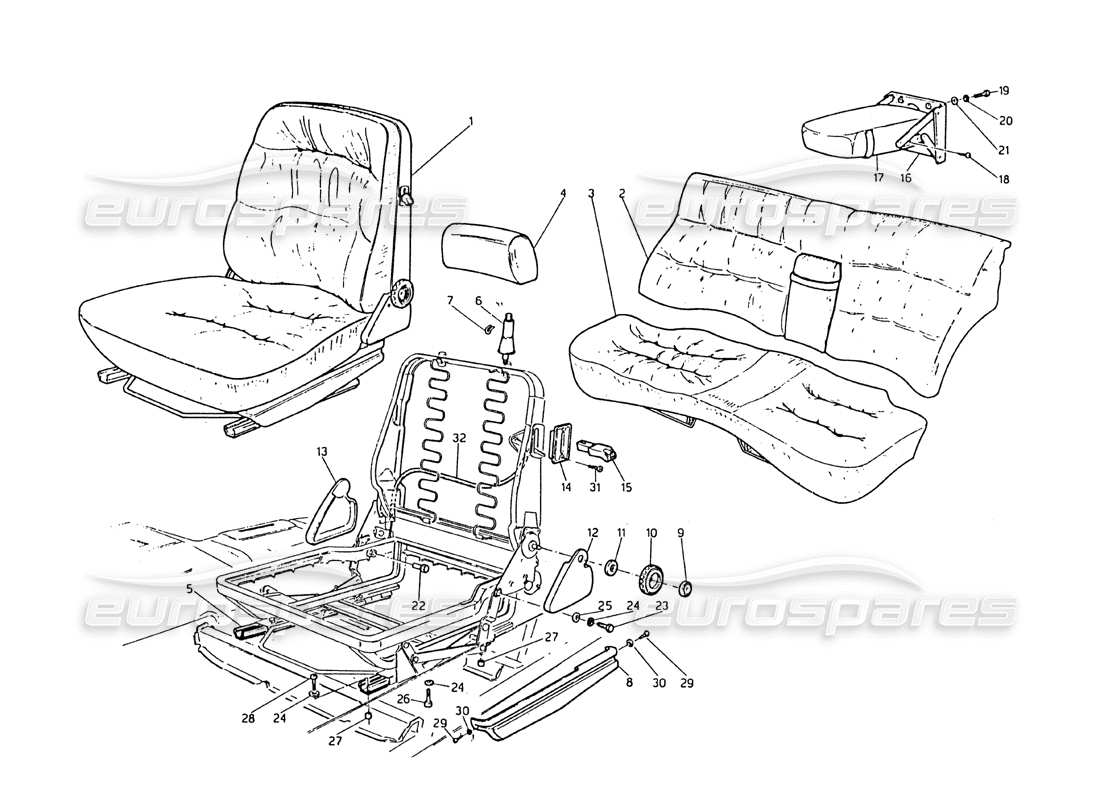 a part diagram from the maserati biturbo 2.5 (1984) parts catalogue