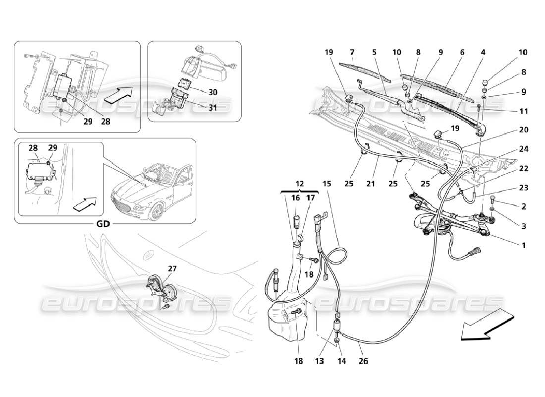 a part diagram from the maserati quattroporte m139 (2005-2013) parts catalogue