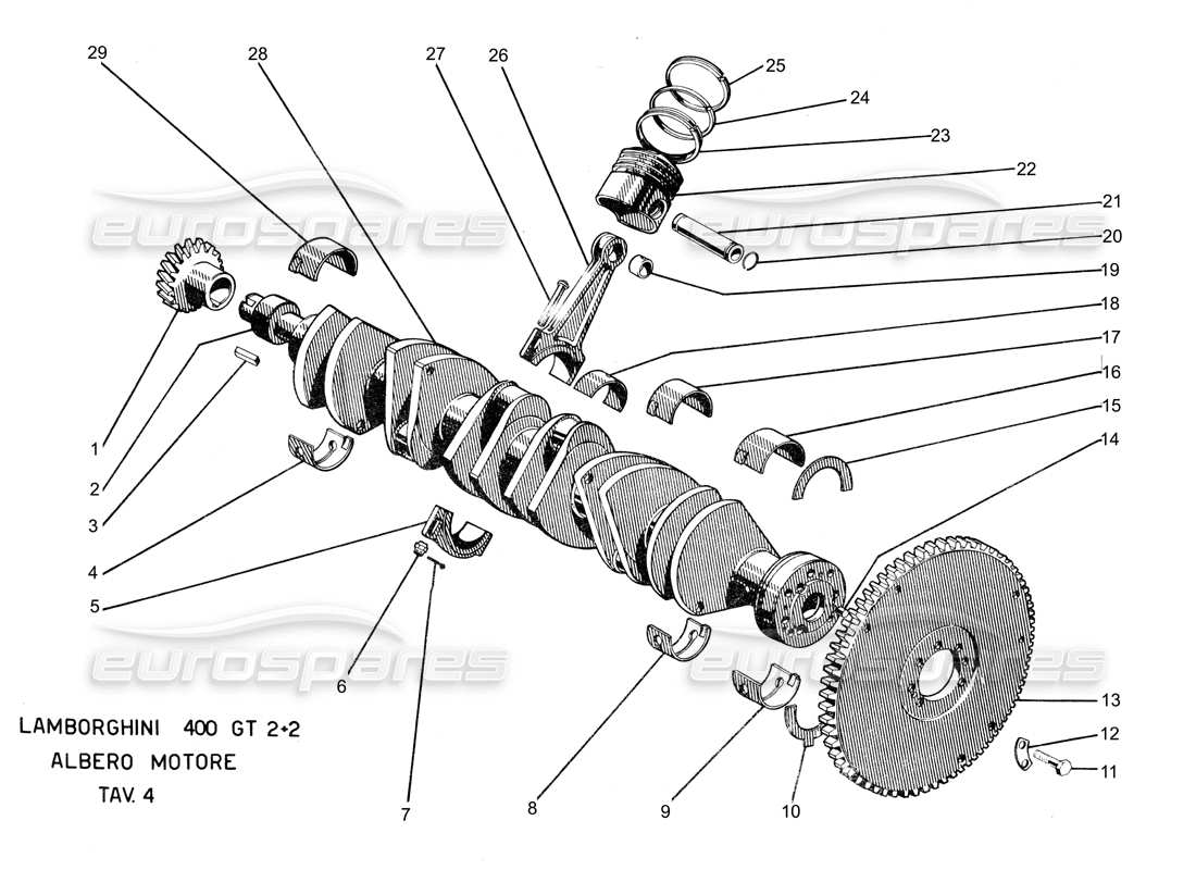 a part diagram from the lamborghini 400 parts catalogue