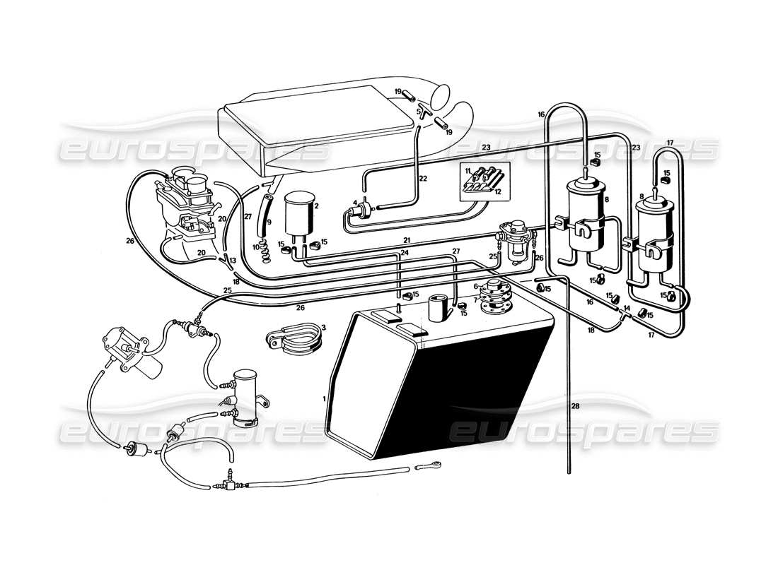 a part diagram from the maserati bora parts catalogue
