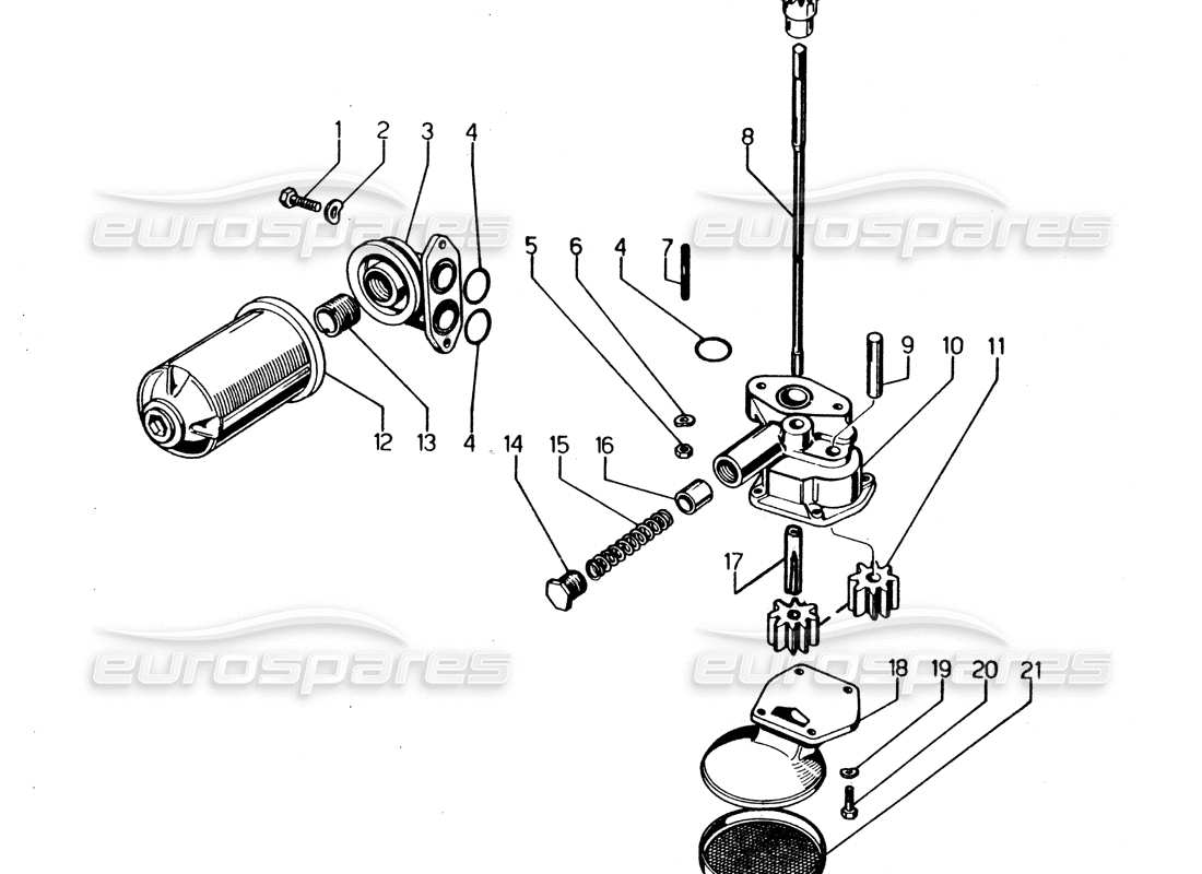 VIEW PARTS DIAGRAMS FROM THE LAMBORGHINI URRACO PARTS CATALOGUE a part diagram from the lamborghini urraco parts catalogue