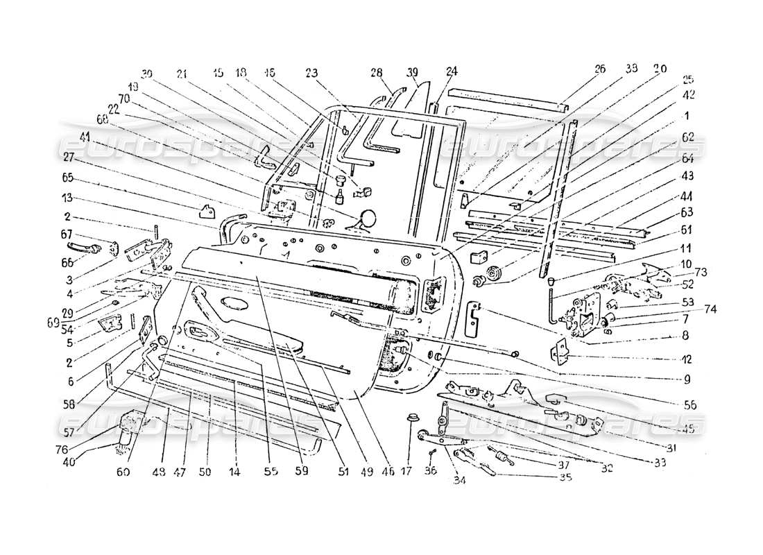 a part diagram from the ferrari 365 gt 2+2 (coachwork) parts catalogue