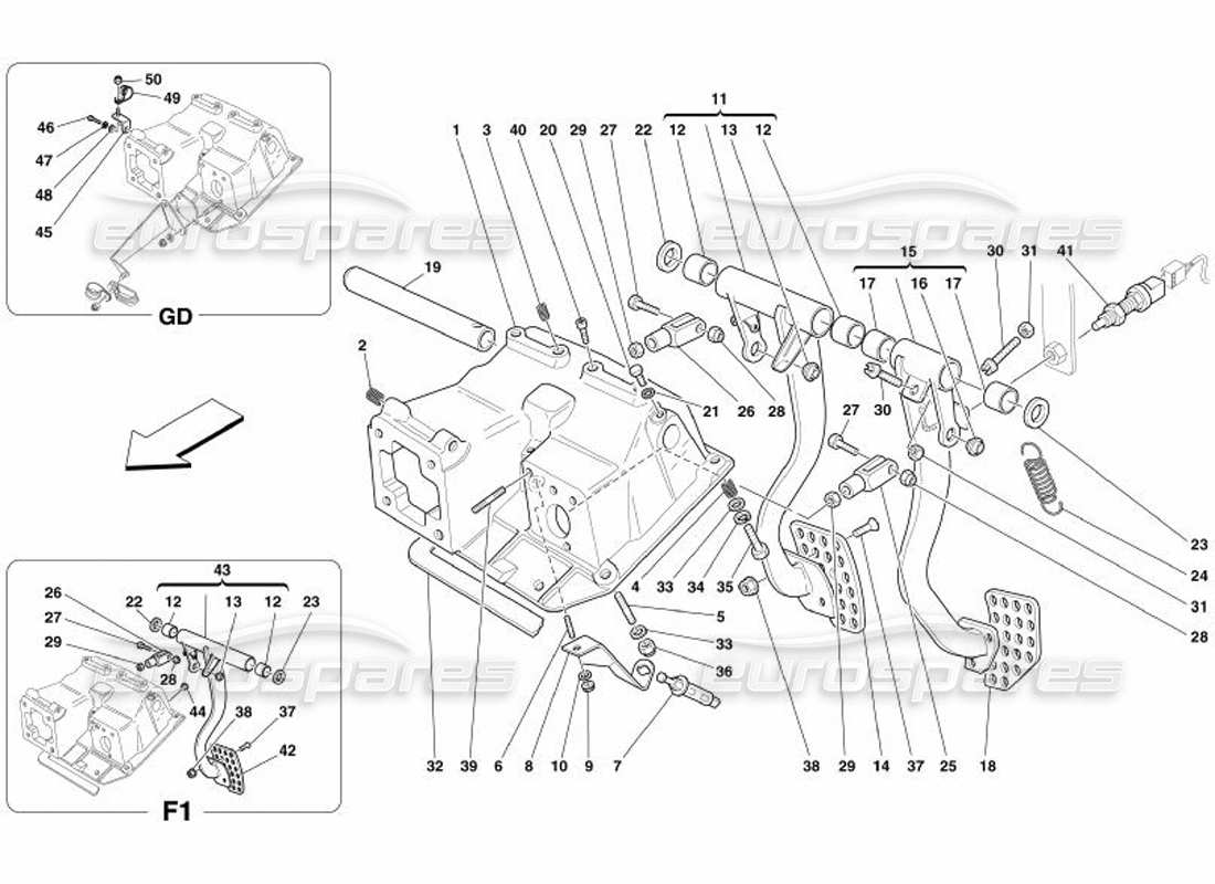 ferrari 575 superamerica pedals parts diagram