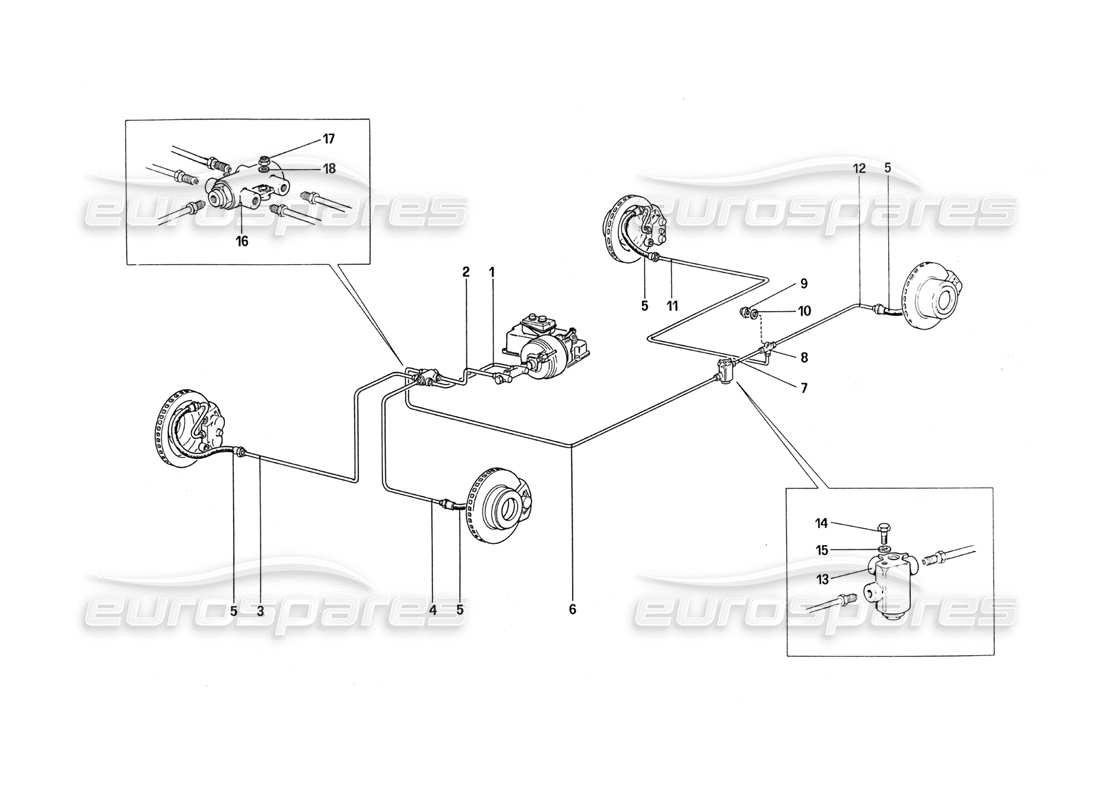 FERRARI 288 GTO BRAKE SYSTEM PART DIAGRAM ferrari 288 gto brake system part diagram