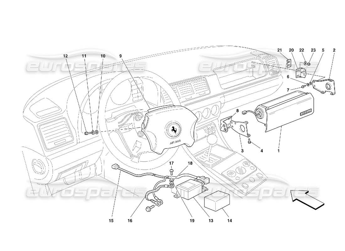 ferrari 456 gt/gta air-bags parts diagram