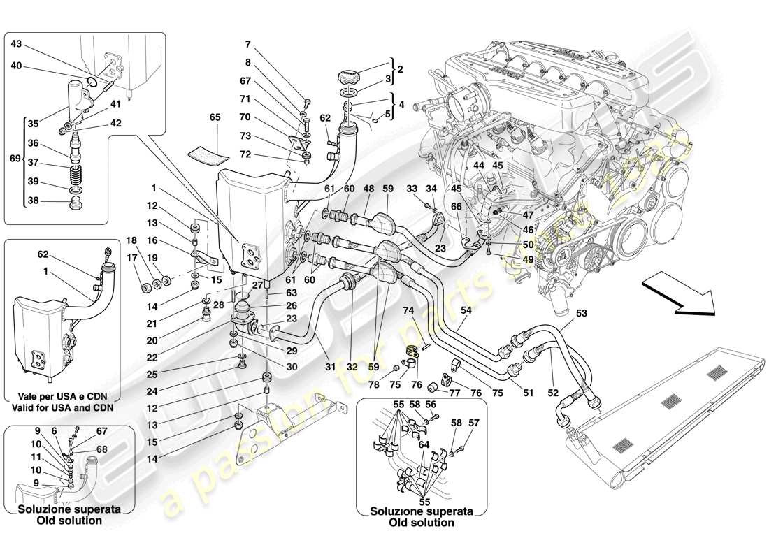 a part diagram from the ferrari 599 gtb fiorano (europe) parts catalogue