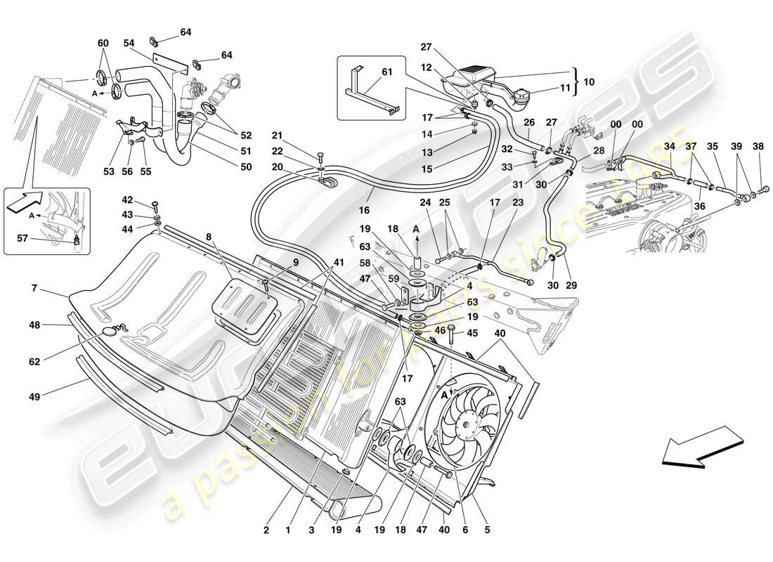 a part diagram from the ferrari 599 gtb fiorano (europe) parts catalogue