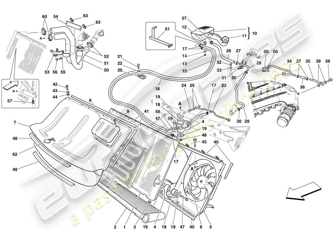 a part diagram from the ferrari 599 sa aperta (usa) parts catalogue