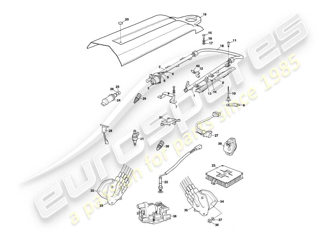 a part diagram from the aston martin v8 coupe parts catalogue