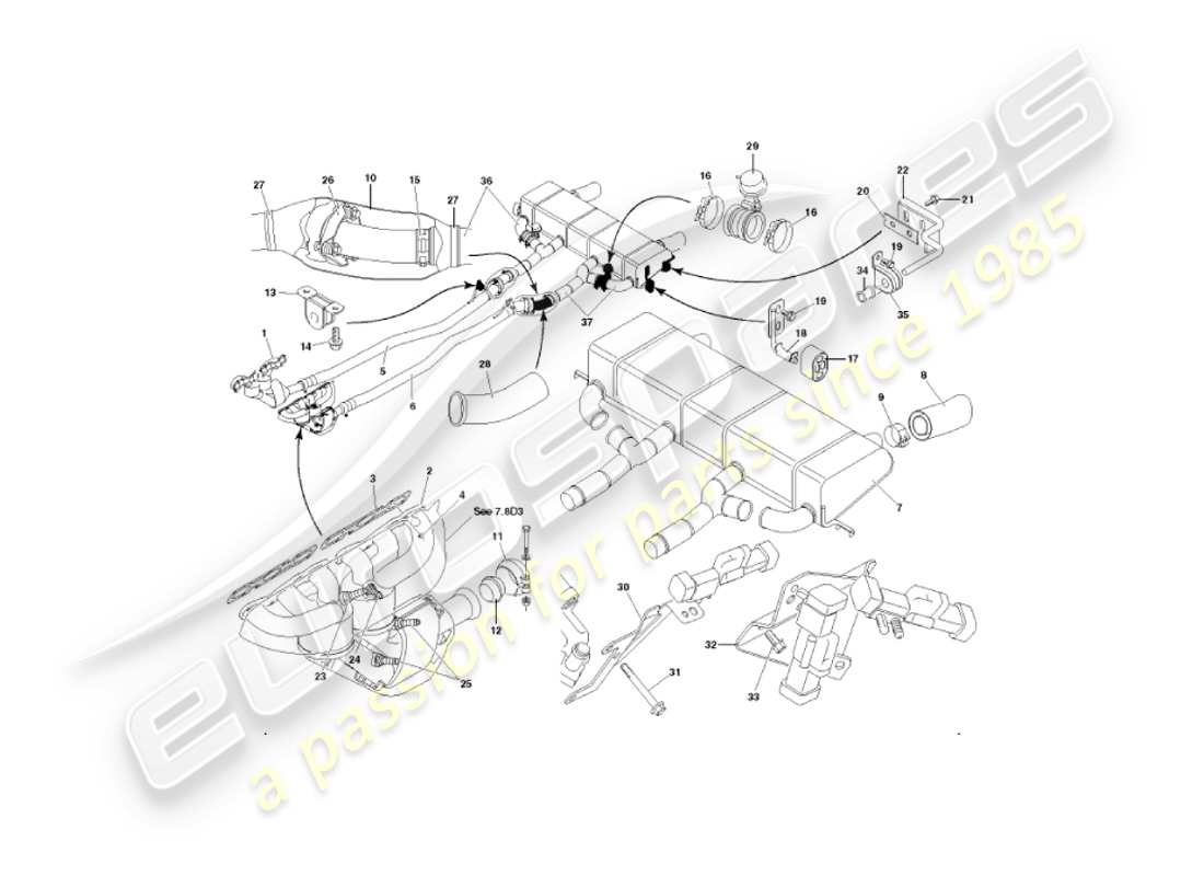a part diagram from the aston martin vanquish (2004) parts catalogue